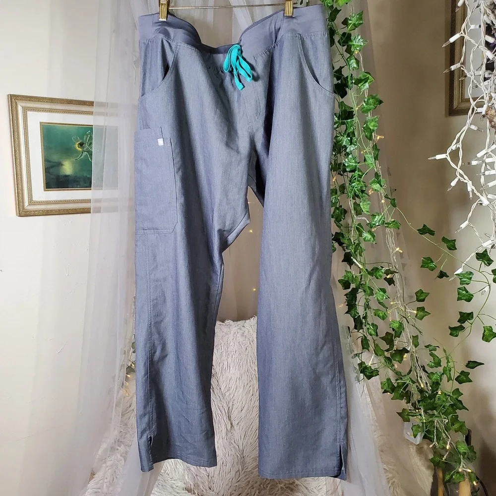 Figs Mens Technical Collection Scrub Pants Grey Pockes Straight Leg Size 2XL